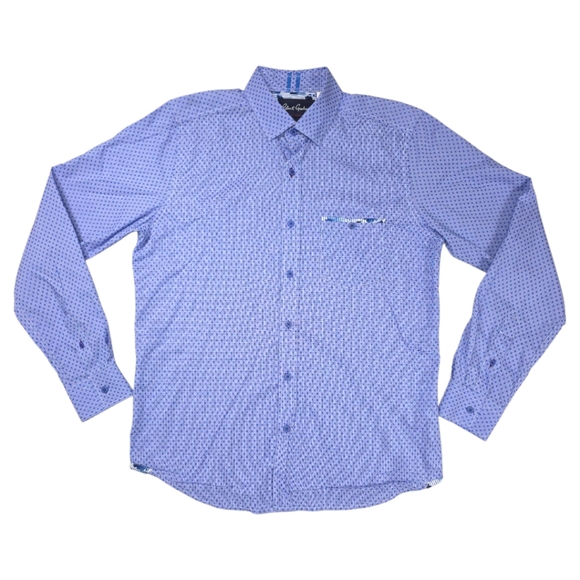 ROBERT GRAHAM Men Blue Polka Dot LEROY Tailored Fit Cotton Shirt - Picture 1 of 8